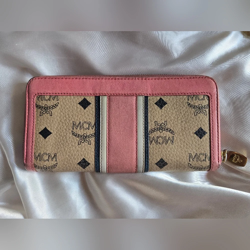 MCM Visetos Pink and Tan Zippy Wallet - Picture 2 of 14